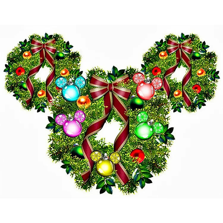 Partial Special-Shaped Diamond Painting - Mickey Christmas Wreath 40*30CM