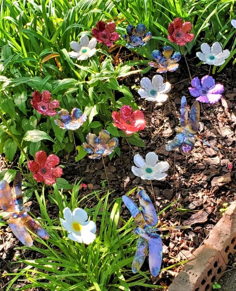 Torched Color Metal Flower Stake