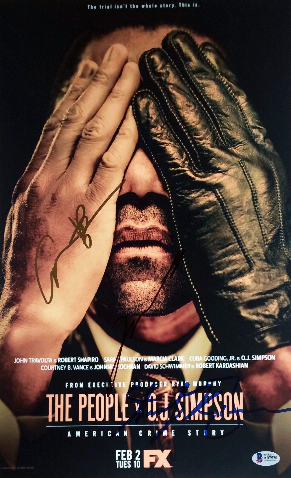 John Travolta Cuba Gooden Jr The People Vs OJ Simpson Signed 11x17 Photo Poster painting Beckett