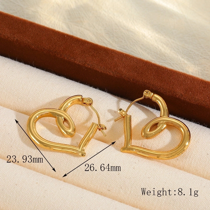 1 Pair Cute Basic Minimalist Irregular Heart Shape Plating 304 Stainless Steel 18K Gold Plated Earrings