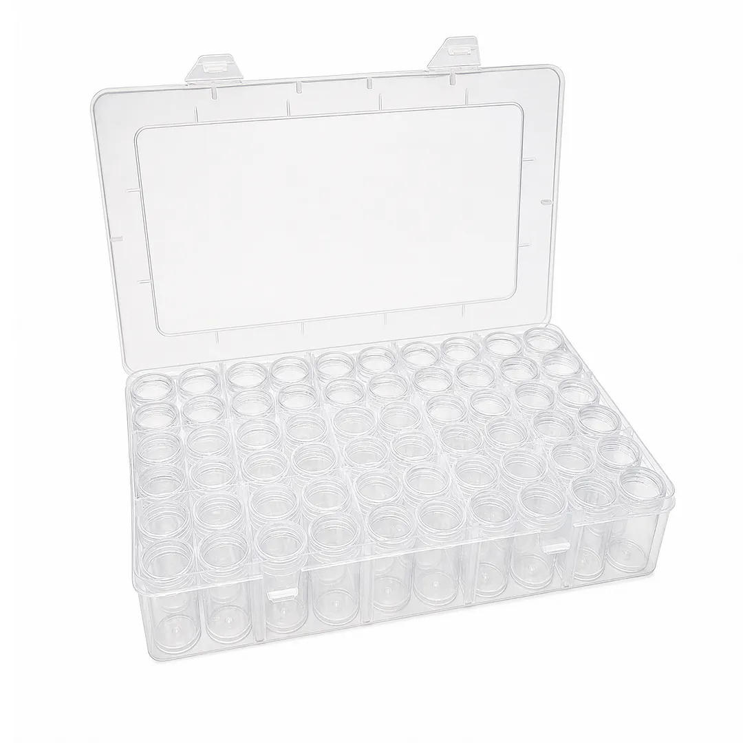 Diamond Painting Containers Multi Purpose Portable Plastic Case Box with Stickers & Compartments Arts Crafts Storage Bottle for Hardware Rhinestone