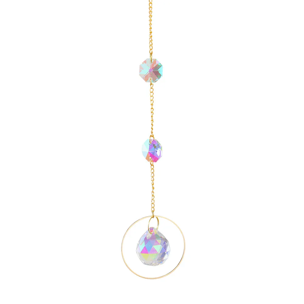 1/5pcs Hanging Moon Sun Heart Ball Light Catcher Crystal Outdoor Wind Chime