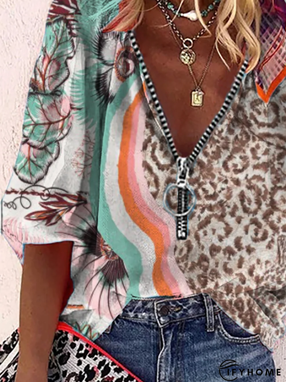 Vintage V Neck Printed Top | IFYHOME