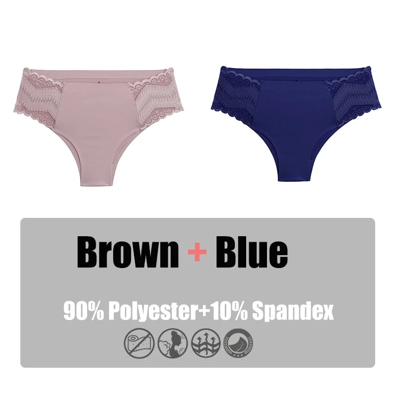 2PCS/Set Women Panties Lace Underwear Briefs Seamless Panties Sexy Lingerie for Female Intimates Underpants Floral Lace Pantys