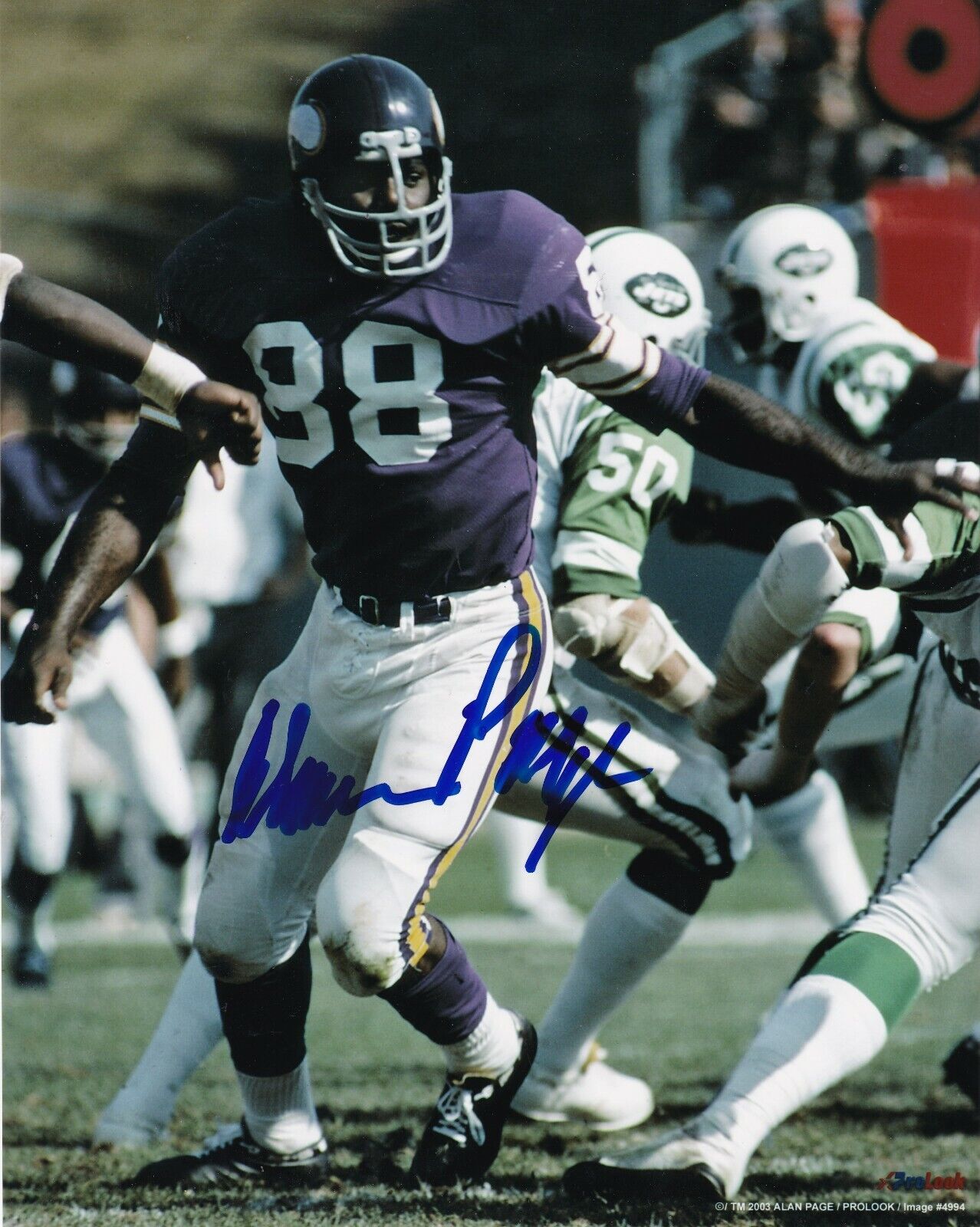 ALAN PAGE MINNESOTA VIKINGS ACTION SIGNED 8x10