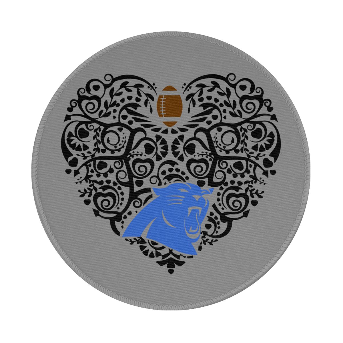 Carolina Panthers Heart Non-Slip Rubber Round Mouse Pad