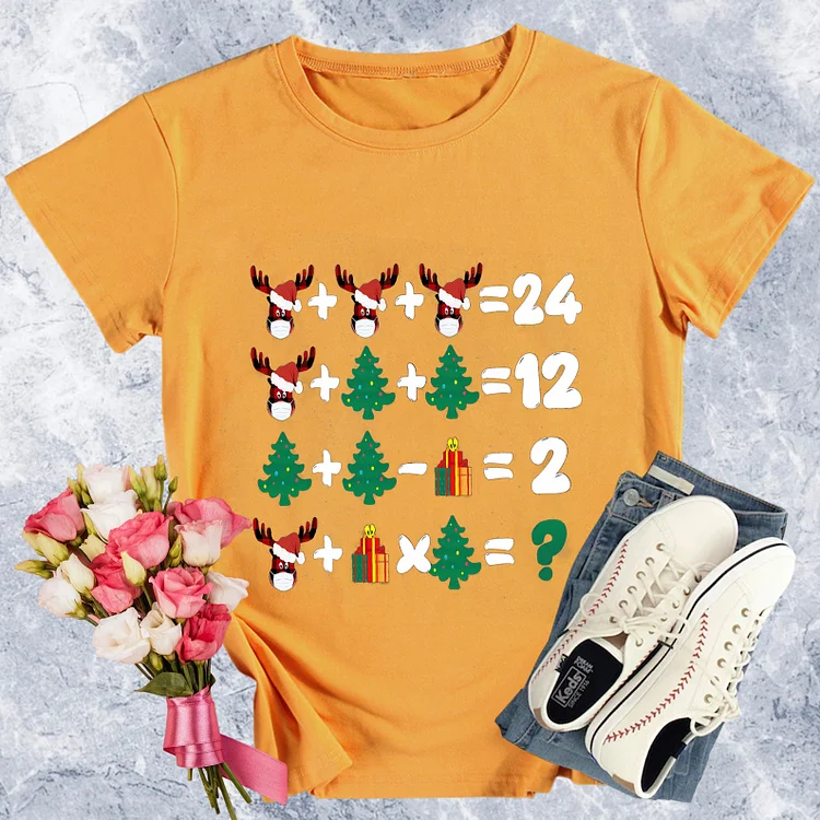 Funny Christmas Math Round Neck T-shirt