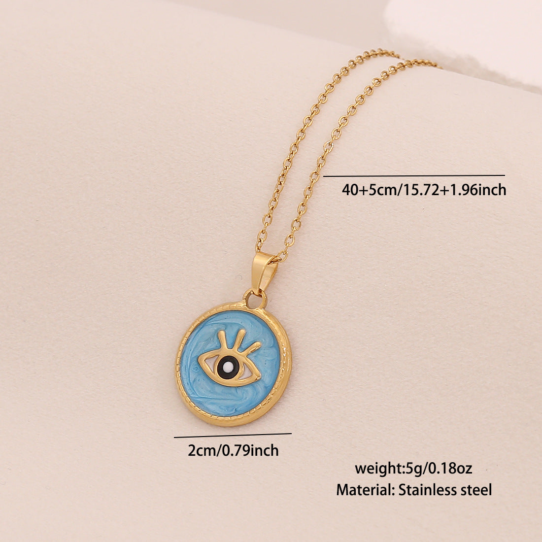 Drop Eye Pendant Necklace Personality Geometric Stainless Steel Clavicle Chain N1536