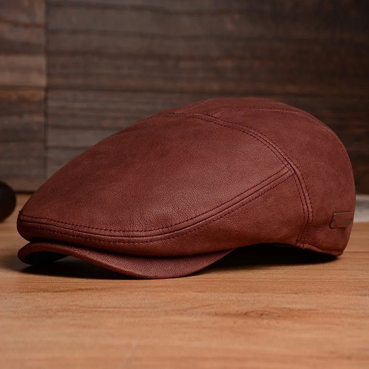Premium Vintage LEATHER Berets - Coffee