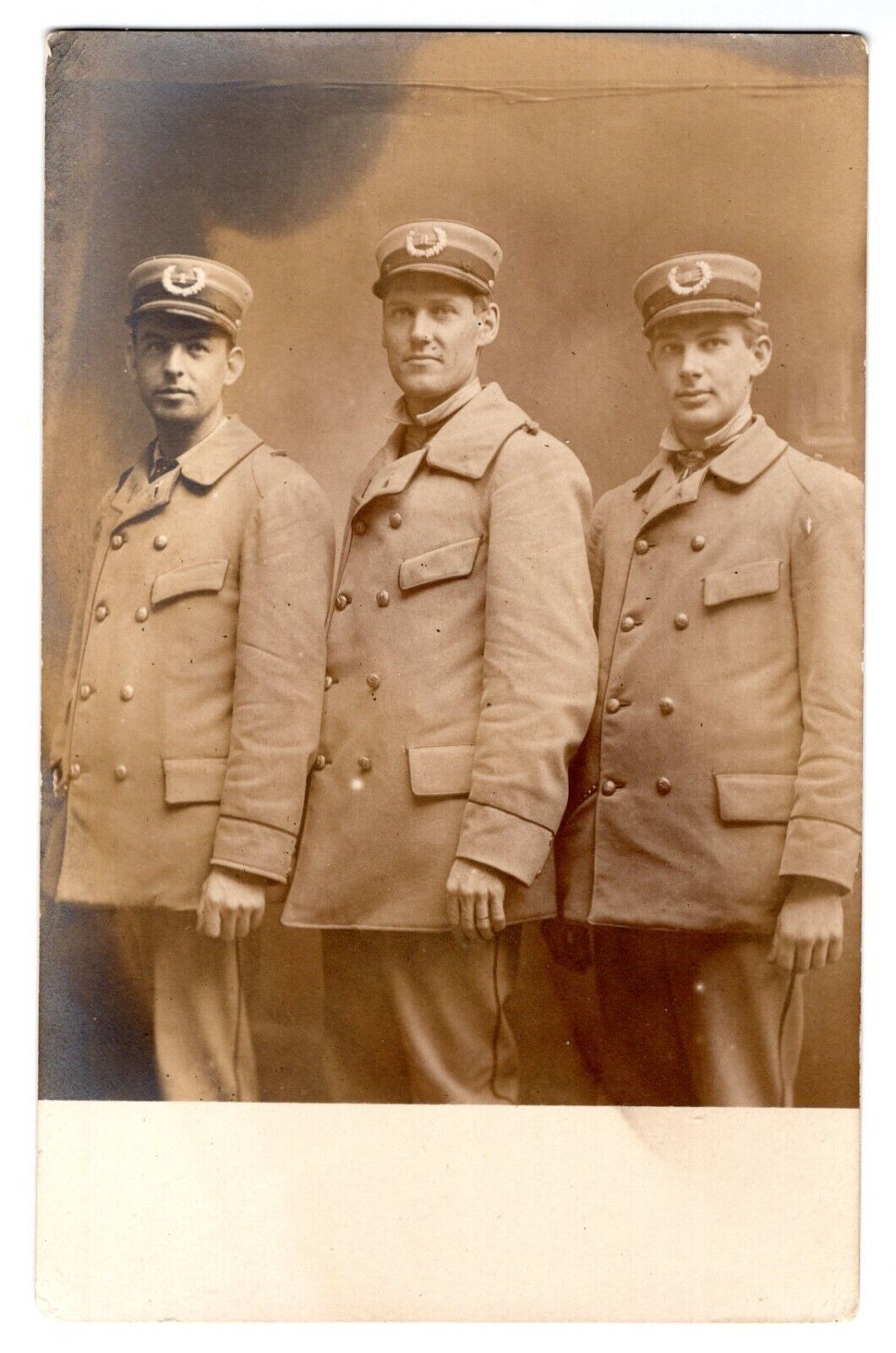 WWI WW1 3 Military Army Soldiers Officers Real Photo Poster painting RPPC Postcard