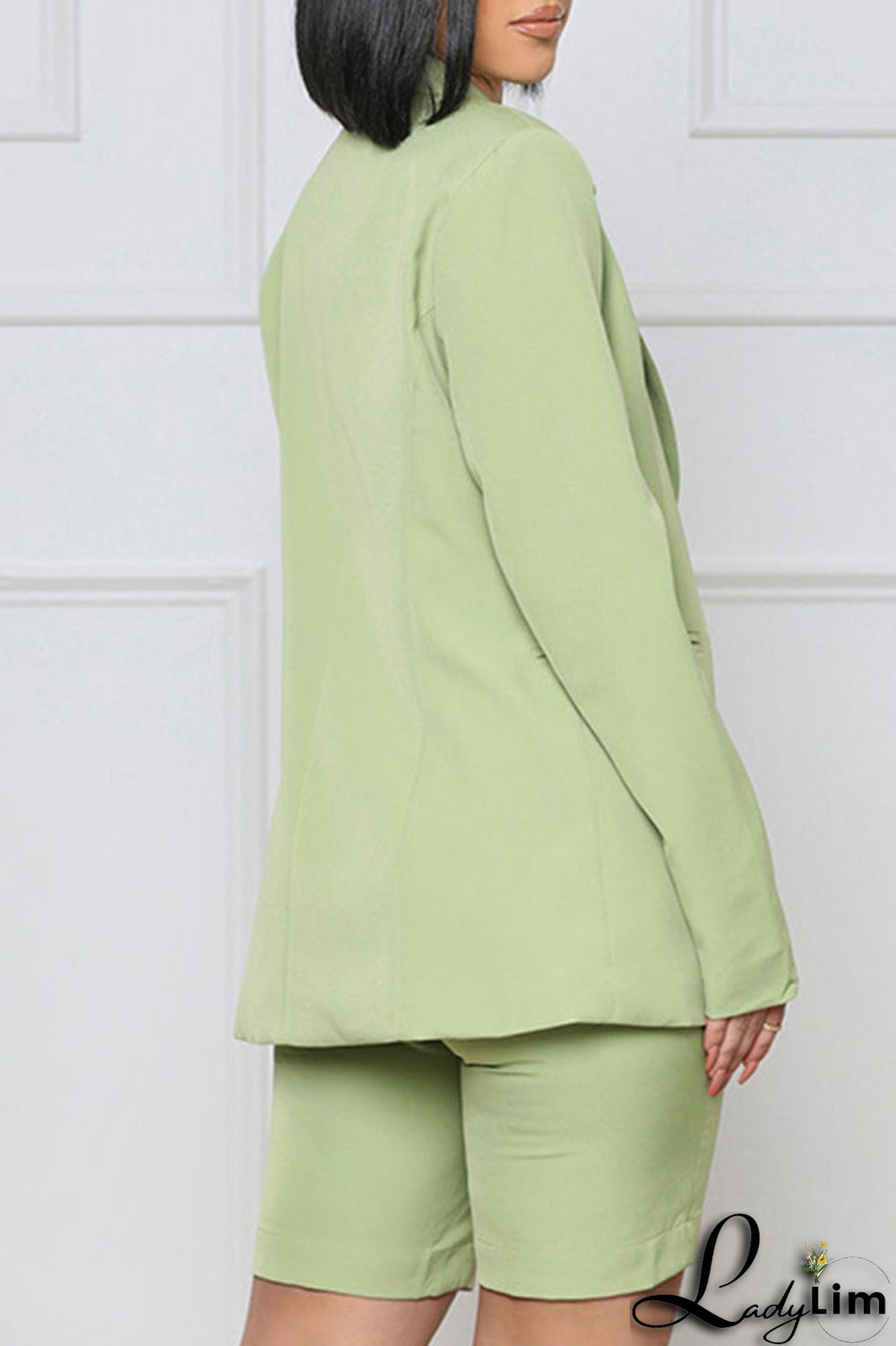 Yellow Casual Solid Patchwork Buttons Turn-back Collar Long Sleeve Two Pieces