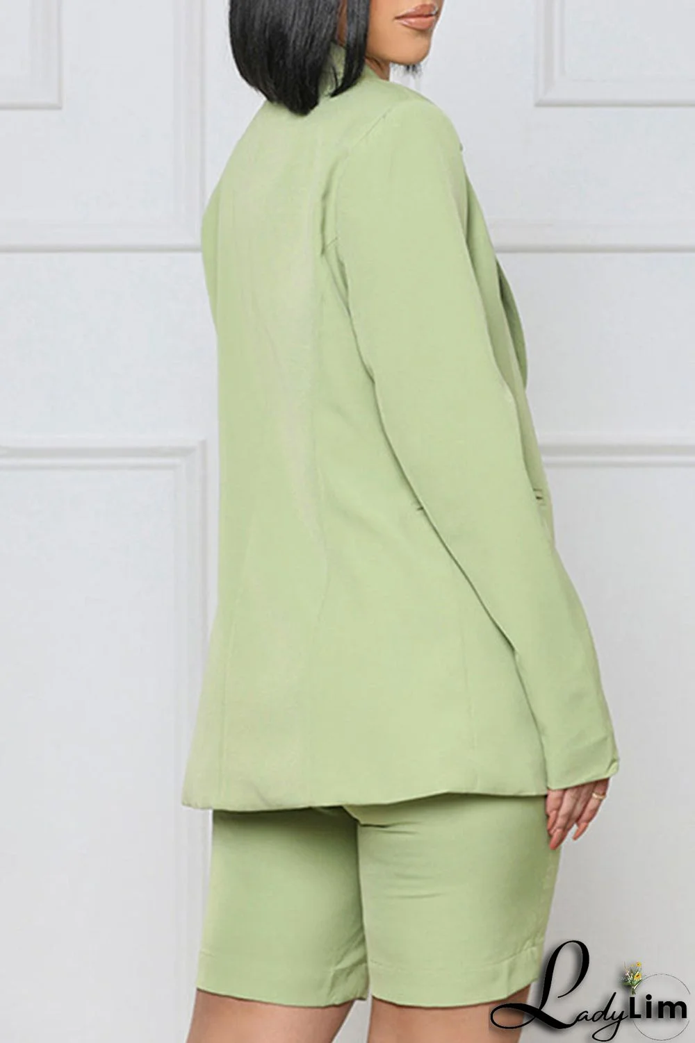 Yellow Casual Solid Patchwork Buttons Turn-back Collar Long Sleeve Two Pieces