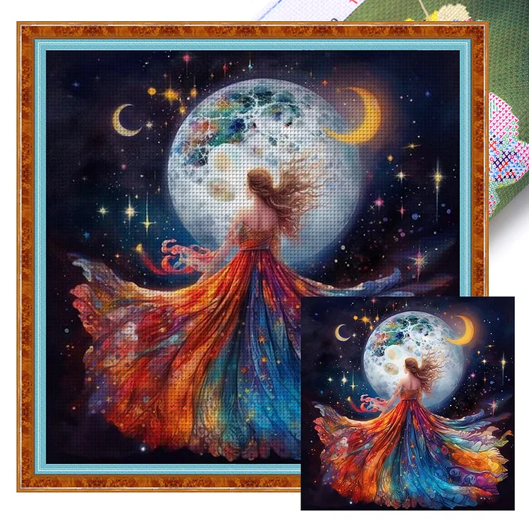 Beauty Under The Moon - Printed Cross Stitch 18CT 40*40CM