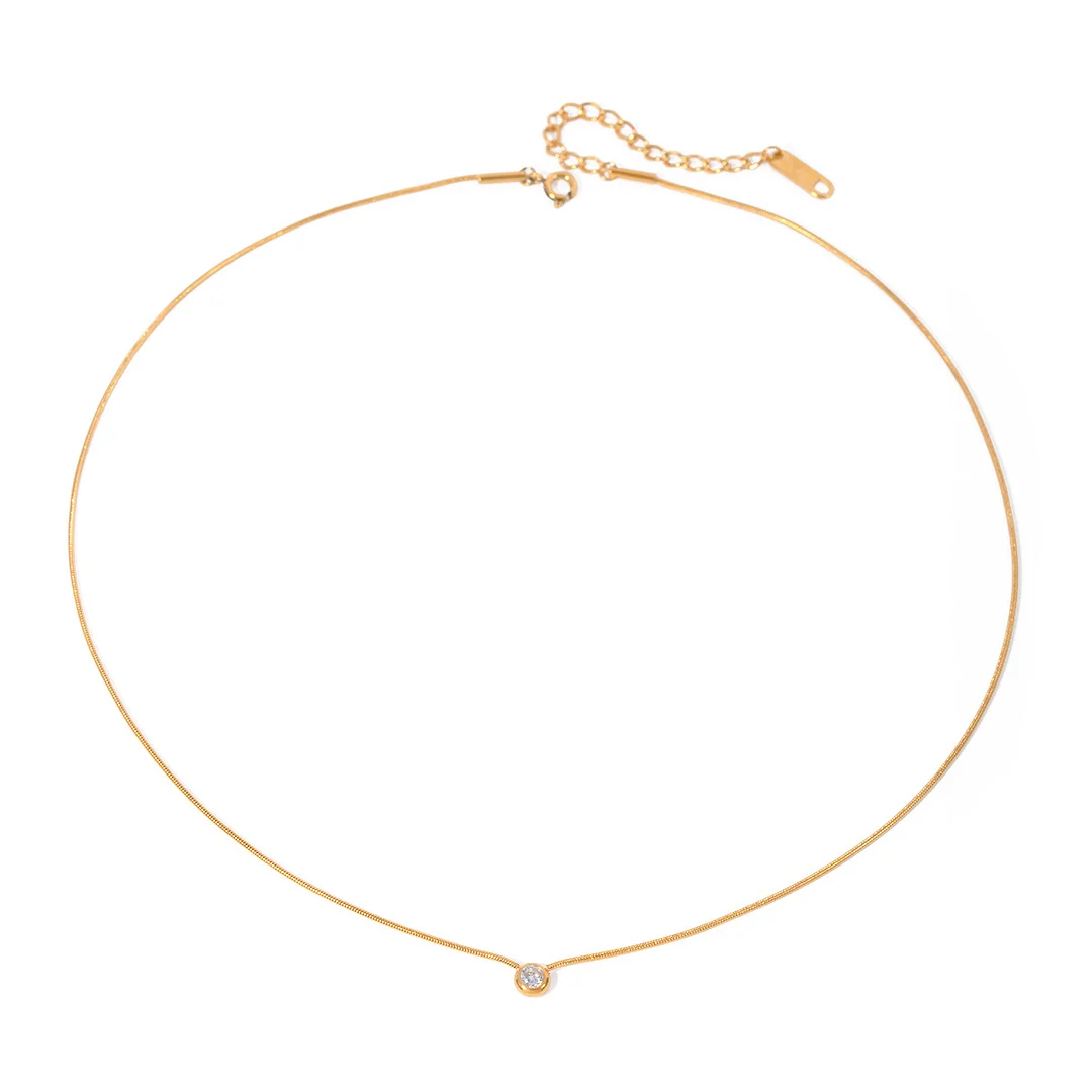 Women's Stainless Steel Round Pendant Necklace