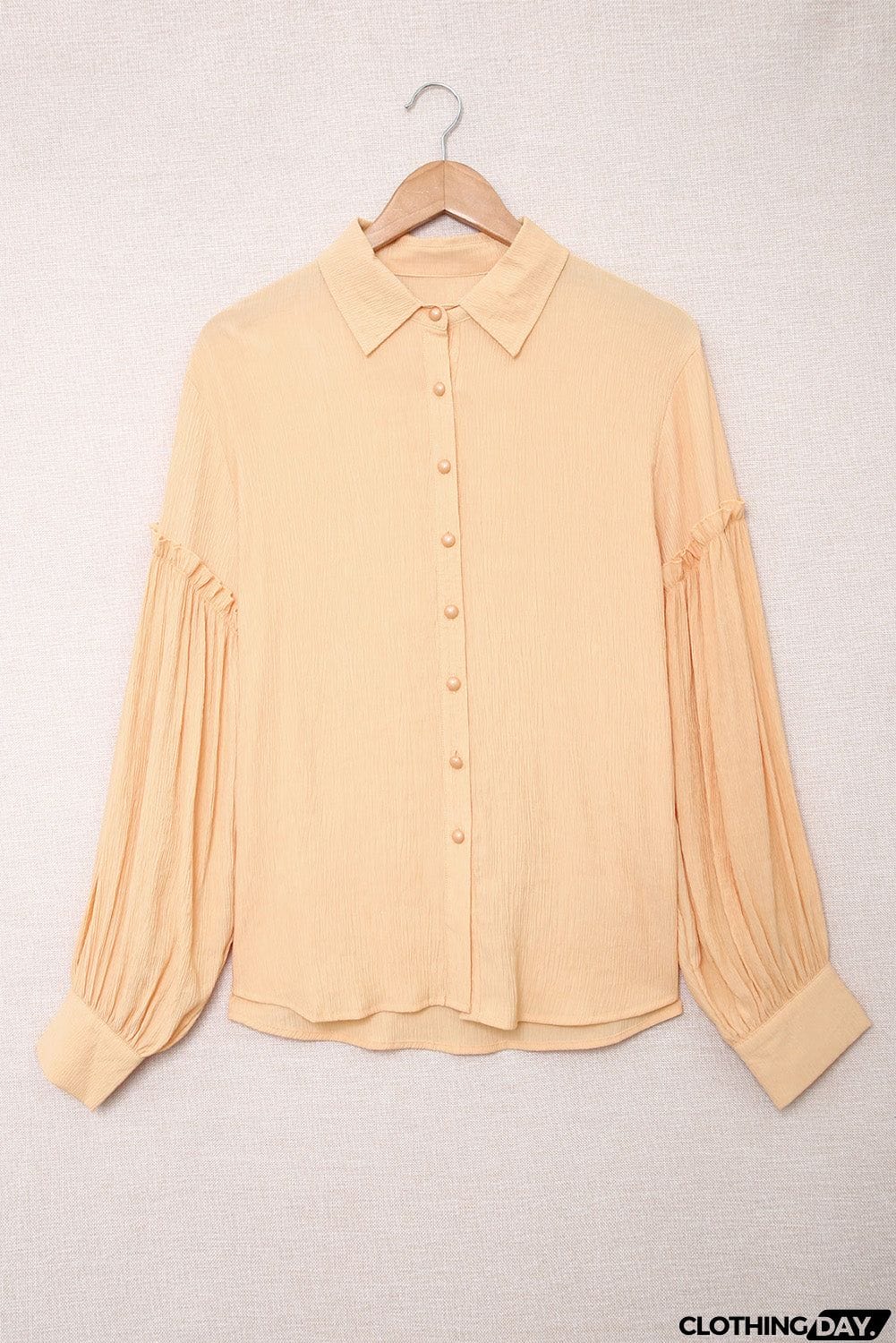 Ruffled Patchwork Bubble Sleeve Loose Shirt