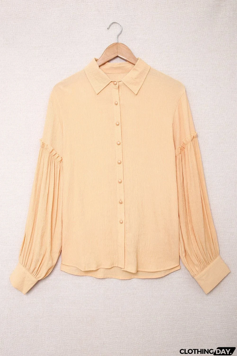 Ruffled Patchwork Bubble Sleeve Loose Shirt