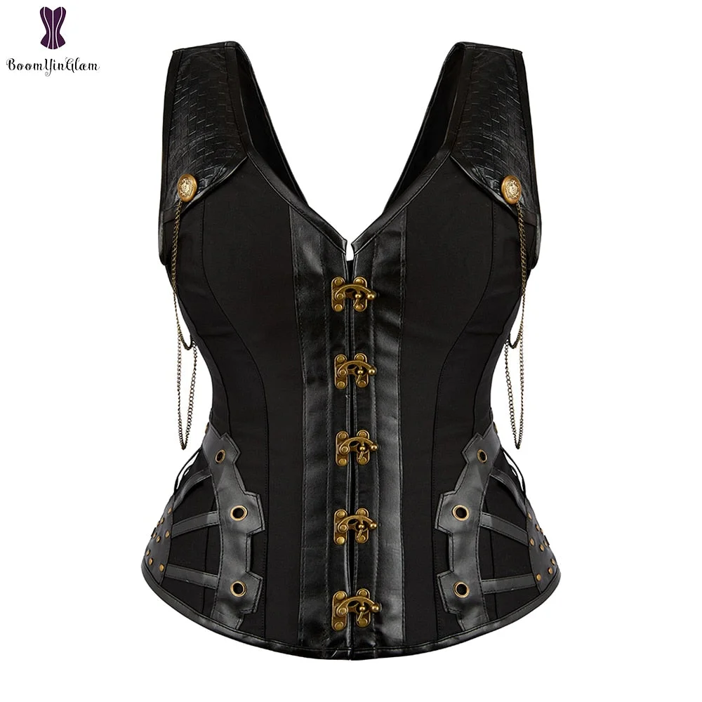 Steampunk Corset Sexy Bustier Top Gothic Leather Corset Overbust Corselet Vest Shaper Women Body