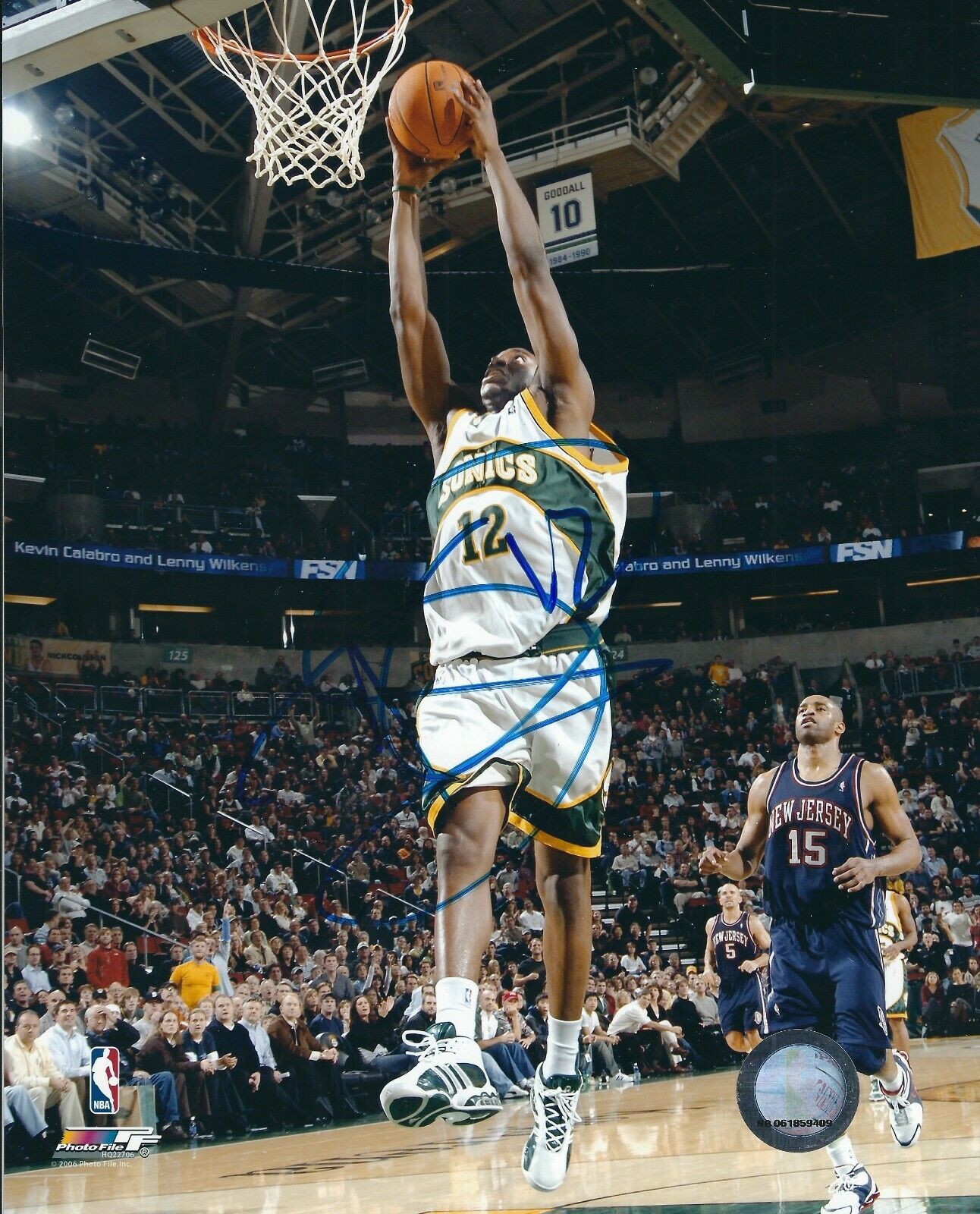 Signed 8x10 DAMIEN WILKINS Seattle Supersonics Autographed Photo Poster painting w/COA