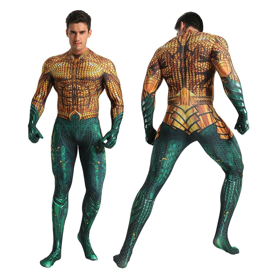 Aquaman Arthur Cosplay Bodysuit Halloween Fancy Cosplay Costume-Pajamasbuy