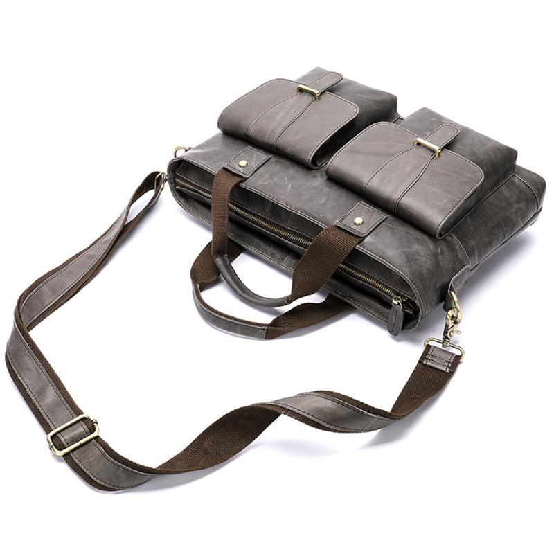 Large Capacity Vintage Leather Casual Business Briefcase
