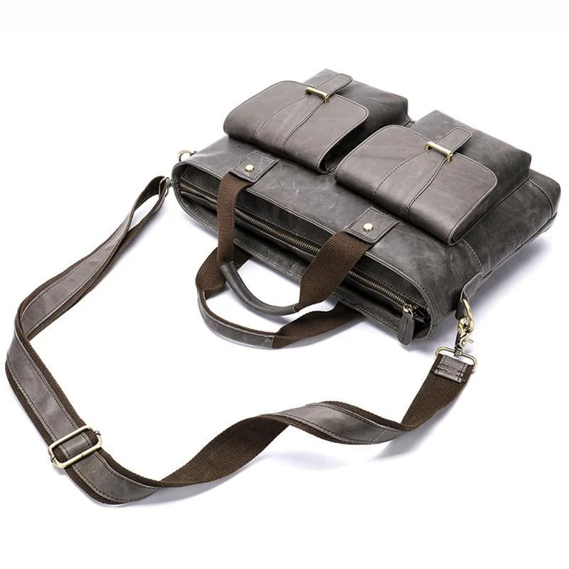 Large Capacity Vintage Leather Casual Business Briefcase