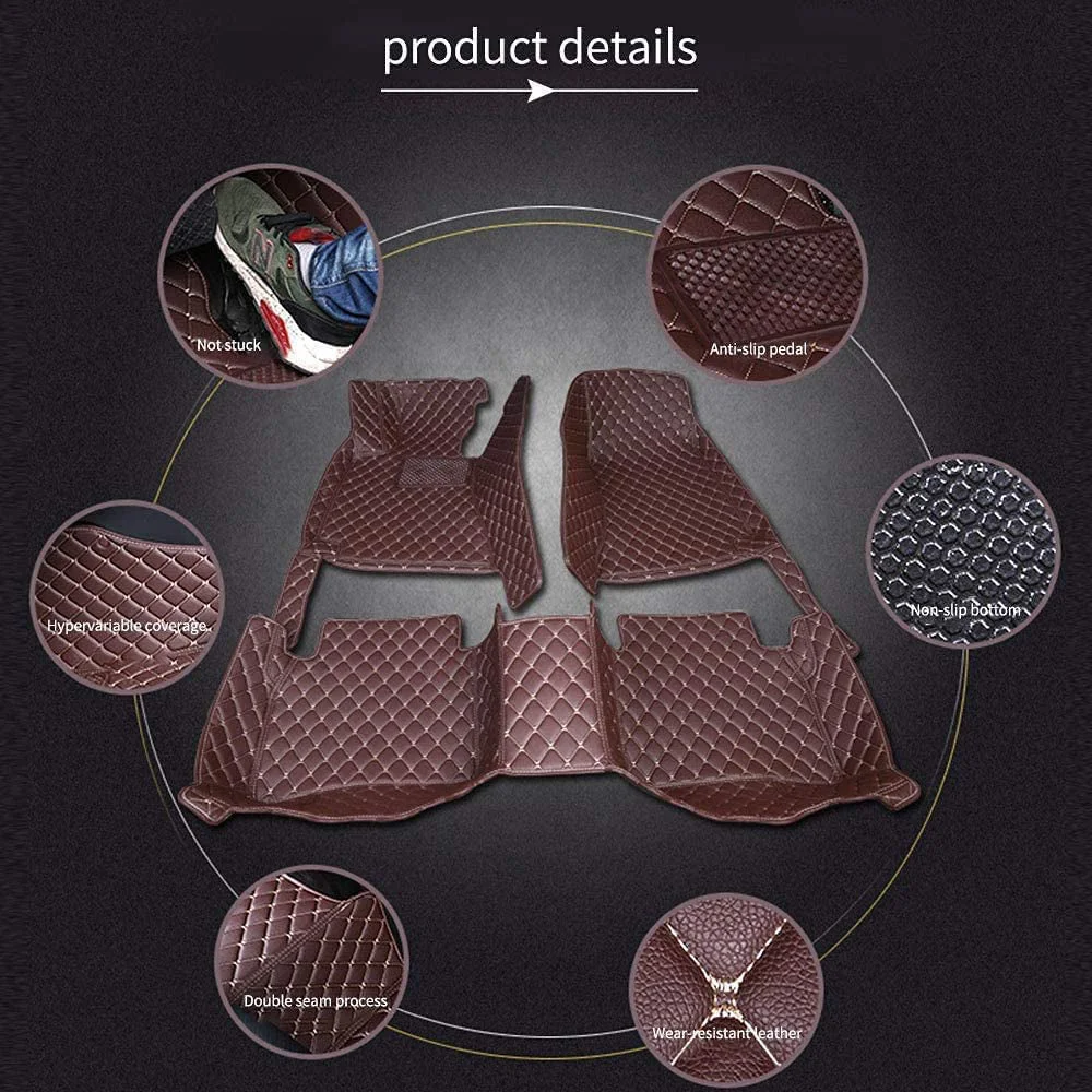 High-end customized car Nappa leather material fully wrapped floor mats
