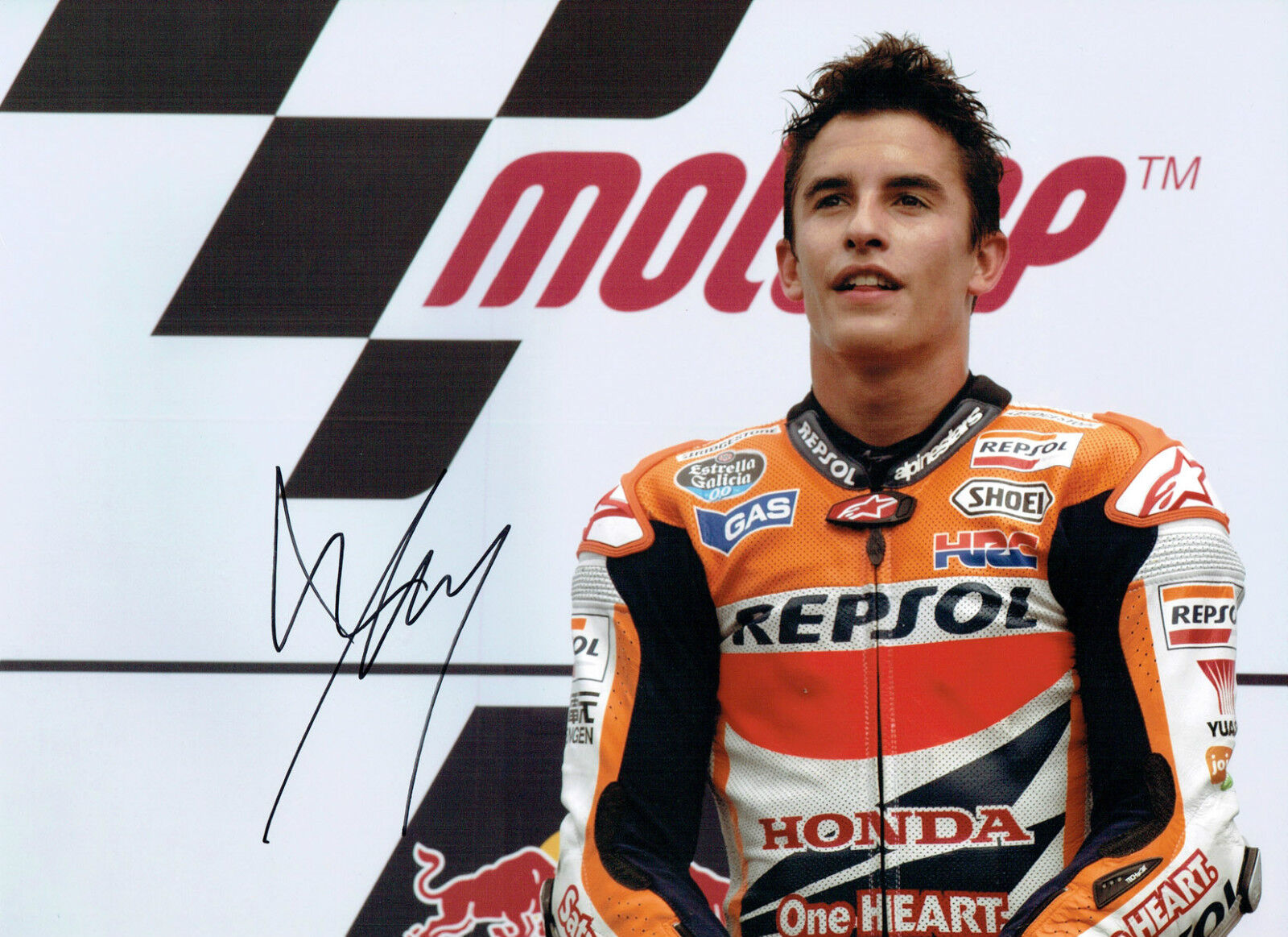 Marc MARQUEZ SIGNED 16x12 Autograph World Champion Photo Poster painting AFTAL COA MOTOGP HONDA