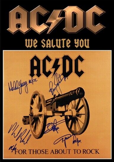 ACDC - BAND SIGNED - ALBUM COVER - FOR THOSE ABOUT TO ROCK - Photo Poster painting POSTER