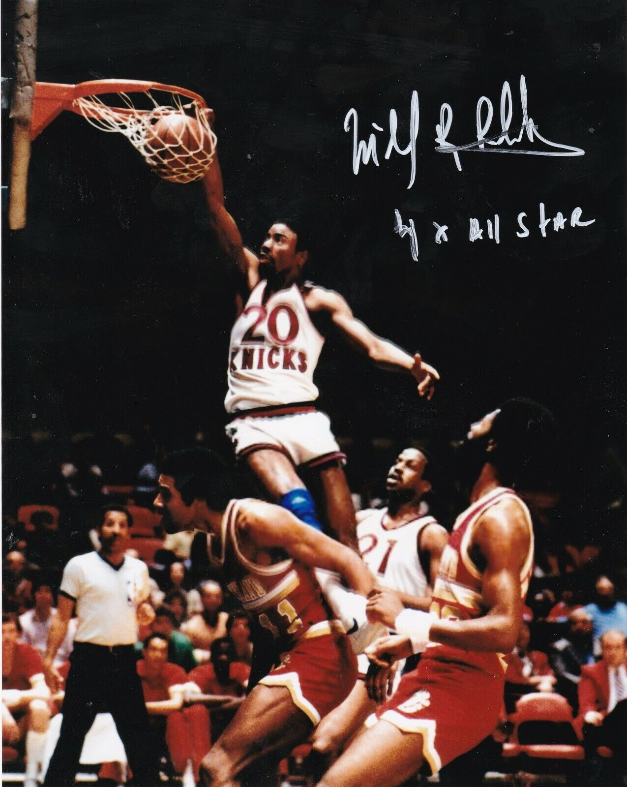 MICHAEL RAY RICHARDSON NEW YORK KNICKS 4 X ALL STAR ACTION SIGNED 8X10