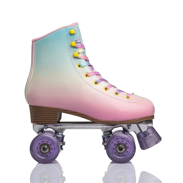 Colorful glitter roller skates