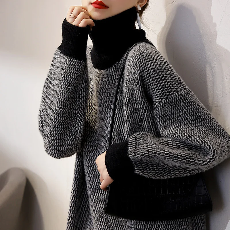 Toloer Toloer New Autumn / Winter Of 2023 Loose Wear Lazy Wind Knit Female Bottom Shirt Korean Version Of The Turtleneck Sweater Female-Outfit Ideas
