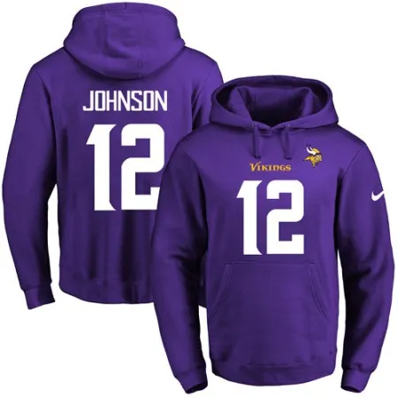 Vikings #12 Charles Johnson Purple Name & Number Pullover NFL Hoodie