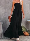 Solid Color Bandeau Bohemia Maxi Dress