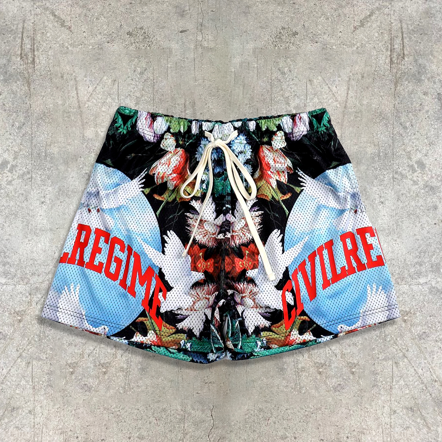 Loveciss®/ Fashion Dove Flower Hip Hop Mesh Shorts