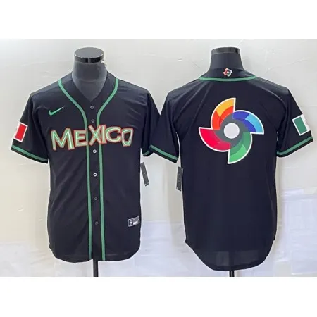 Men's Mexico Baseball 2023 Black World Baseball Classic Team Big Logo Stitched Jersey WEUJ