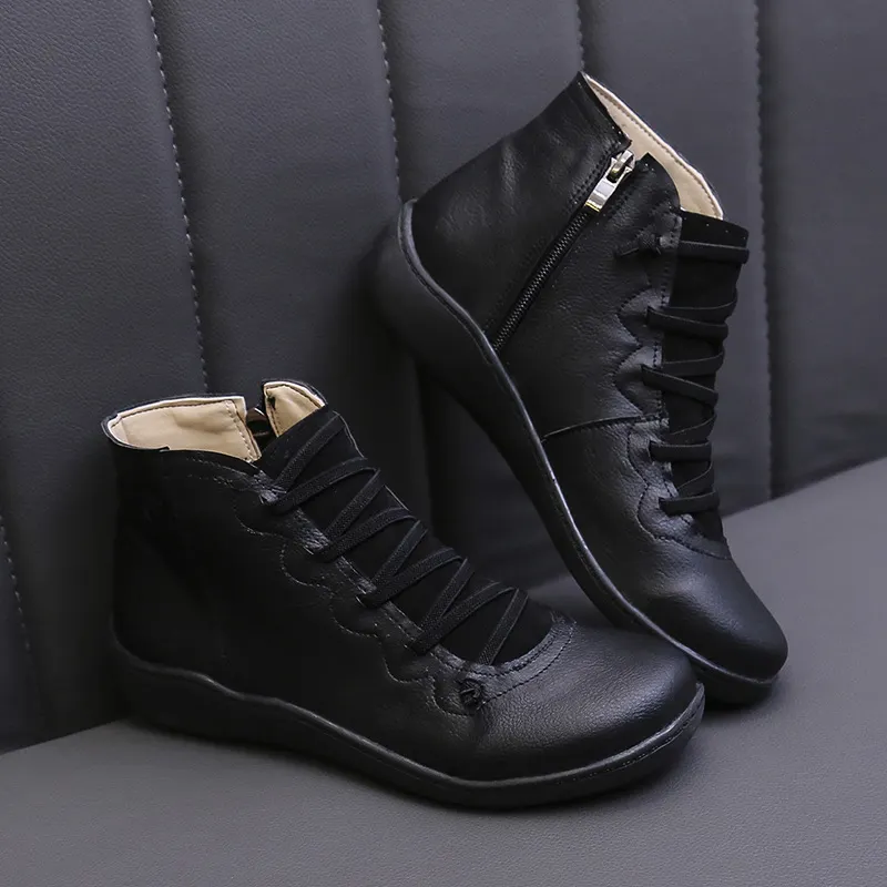 Breakj Breakj Autumn And Winter Large-Size Flat Bottom Warm Lady Short Boots New Flat Bottom Women Boots