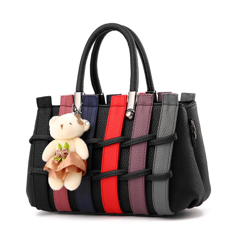 Bags New Woven Handbag Japanese And Korean Bear Pendant Shoulder Crossbody Bag