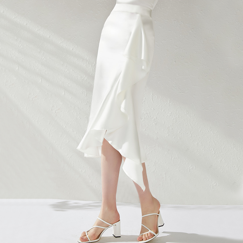 White silk 2025 wrap skirt