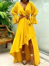 Irregular Clipping Flared Sleeves Maxi Dress