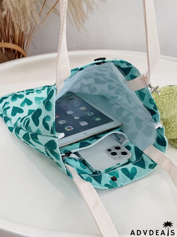 Cartoon Charm Heart Pattern Tote Bag