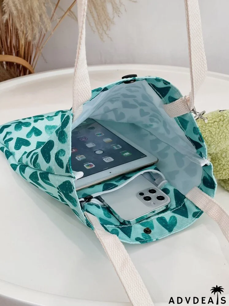 Cartoon Charm Heart Pattern Tote Bag