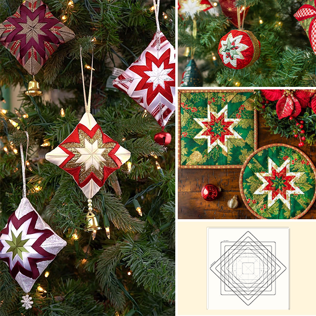 Bauble Bling Folded Ribbon Ornament Interfacing Template