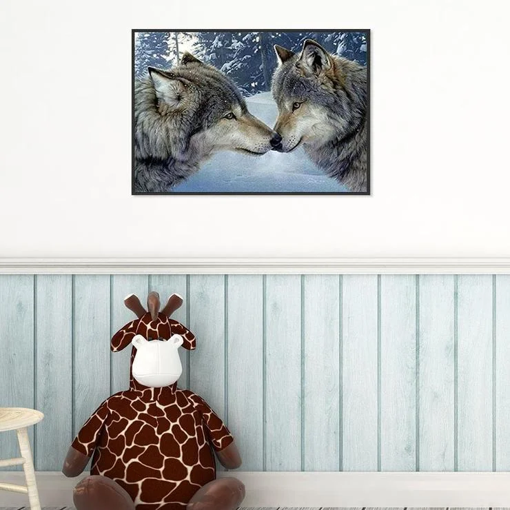 Diamond Painting - Full Round Drill - Kissing Wolves(40*30cm)