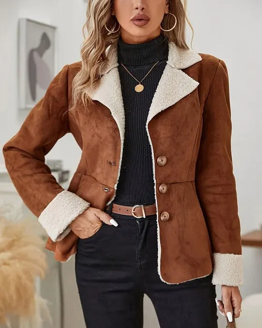 MAXCT buttoned knit coat with faux-fur detail for careful seasonal storage