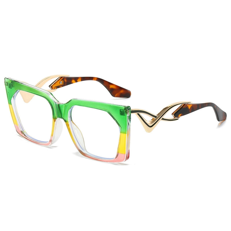 Casual Minimalist Color Block Pc Square Full Frame Glasses