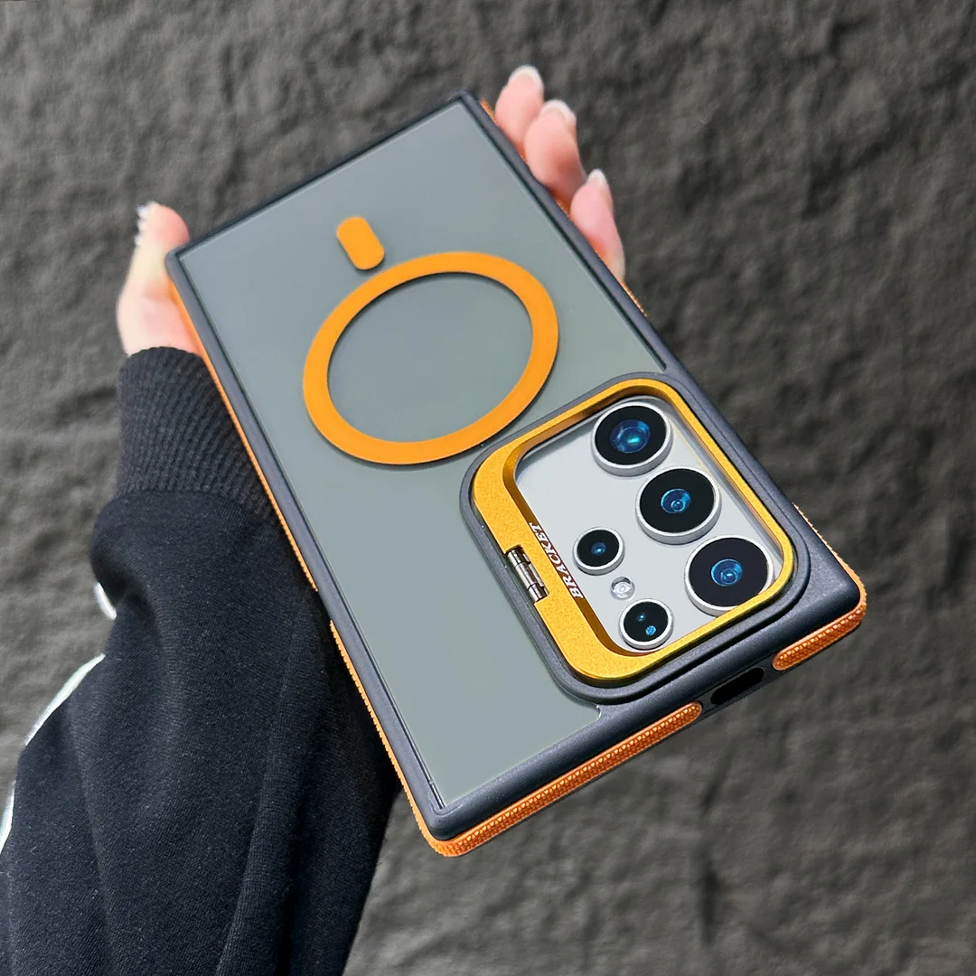 Applicable Samsung S25Ultra Magnetic Mobile Phone Case S24Plus Creative Lens Holder S23 Two-Color Anti-Fall