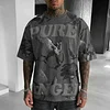 Cotton Pure Angel Print Oversized T-Shirt for Men with 3D Graphic Design and Comfortable Fit by Inlyline
