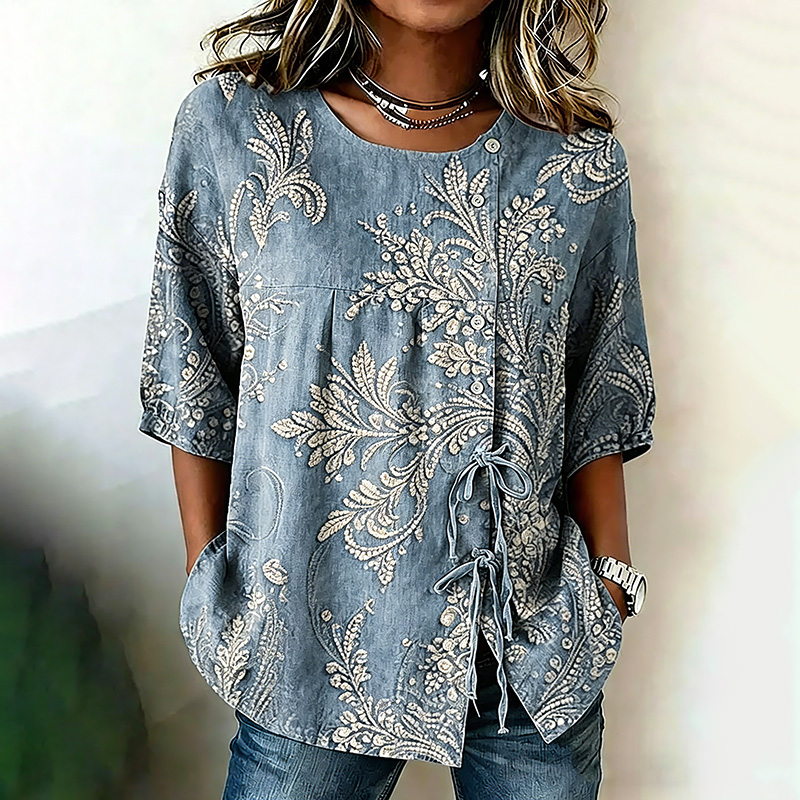 Comstylish Women's Floral Art Printed Casual Shirt