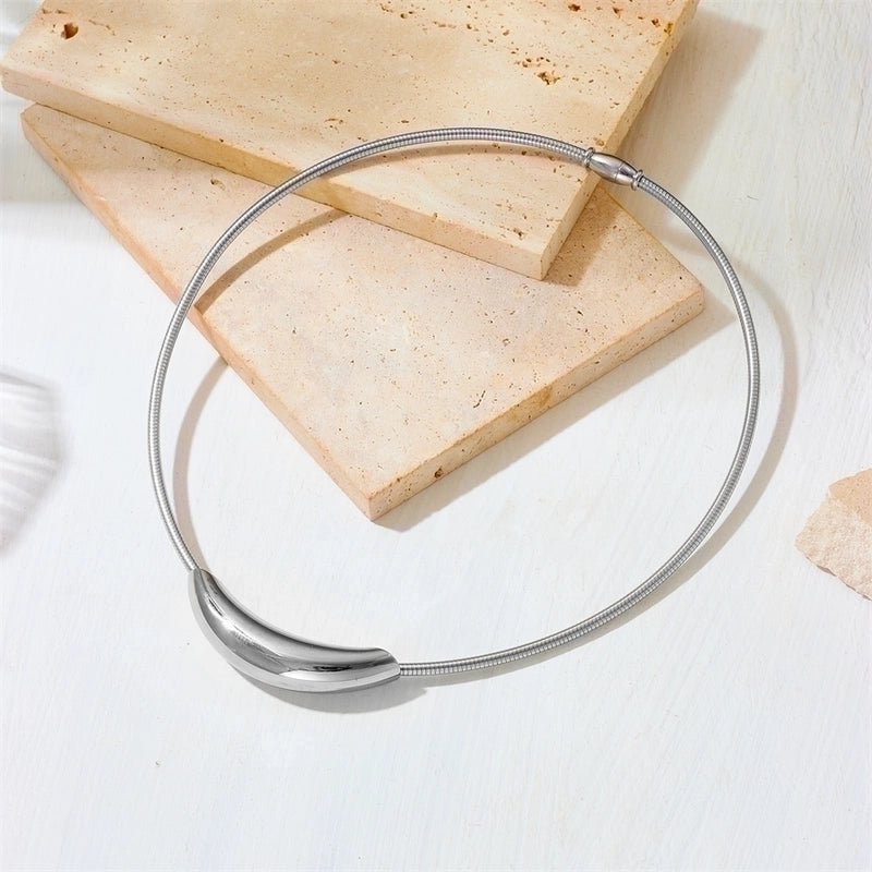 Stainless Steel Vintage Style Plating Solid Color Choker4
