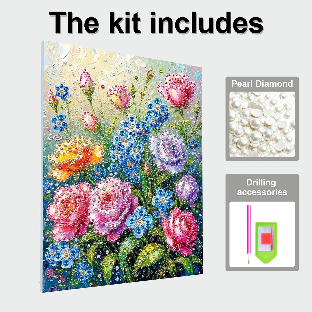 Garden - DIY Pearl Diamond Art Kit With Frame 40*50cm
